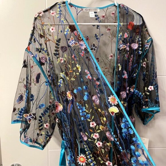 NWT Anthropologie Rya Collection Floral Embroidered Robe Oasis Swim Coverup XS/S - Picture 7 of 16